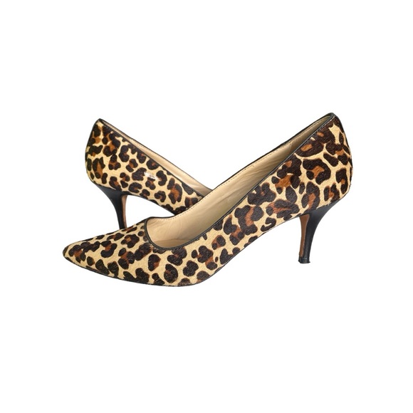 COLE HAAN calf skin / fur kitten heels. Animal / leopard  print. Size 6.5. - Picture 3 of 11